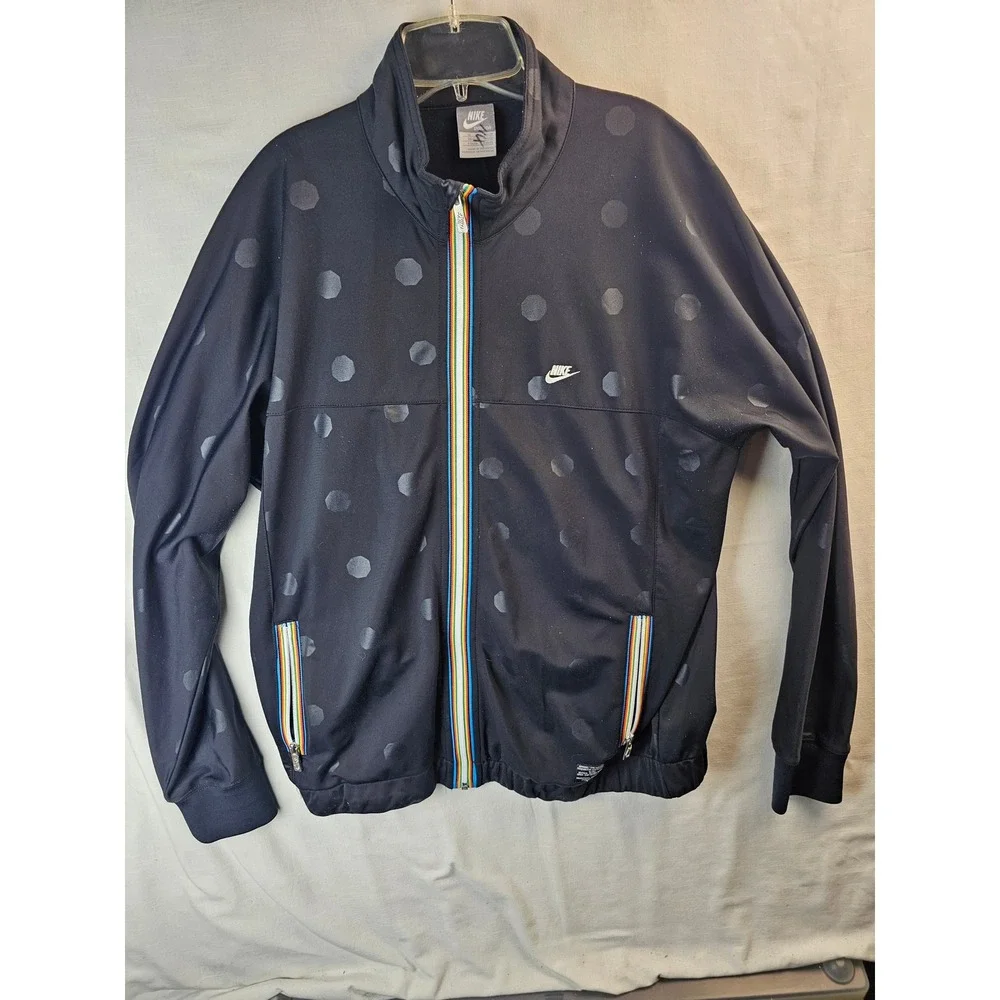 Nike Sportswear Mens XL Track Jacket Black Polka Dot Rainbow Zip 431548-010